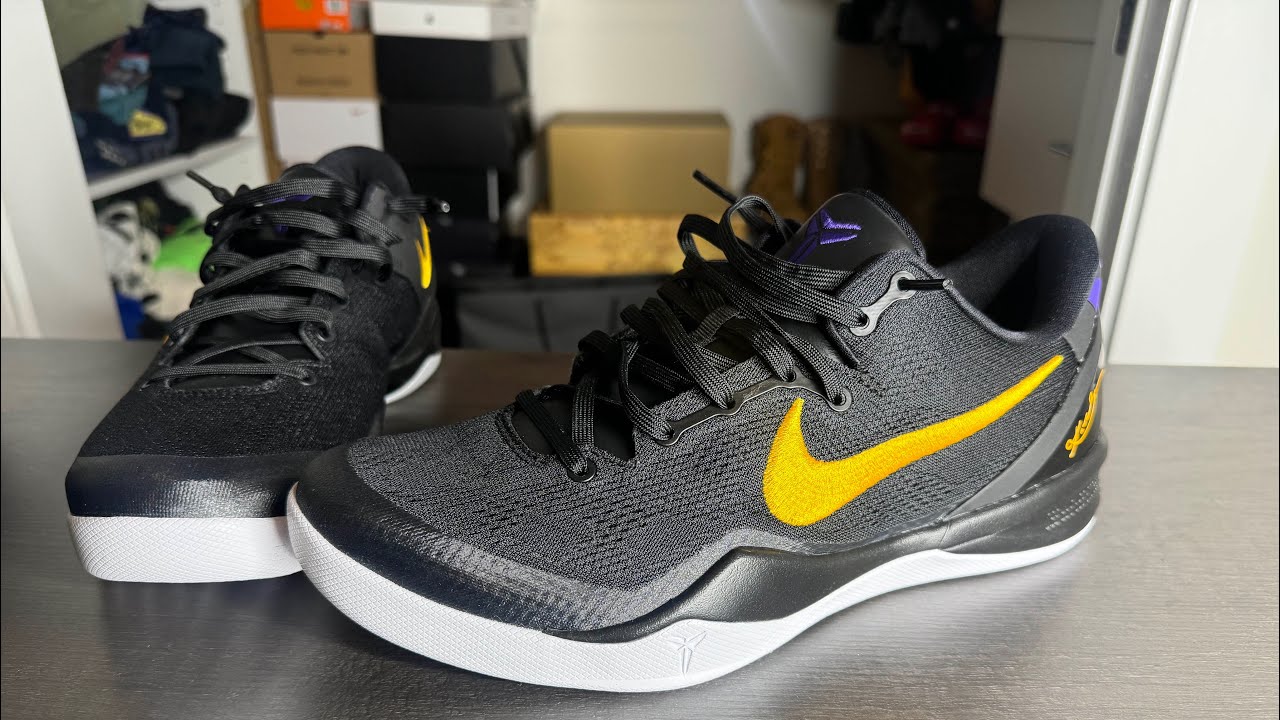 Nike Kobe 8 Lakers Away On Feet Review - YouTube