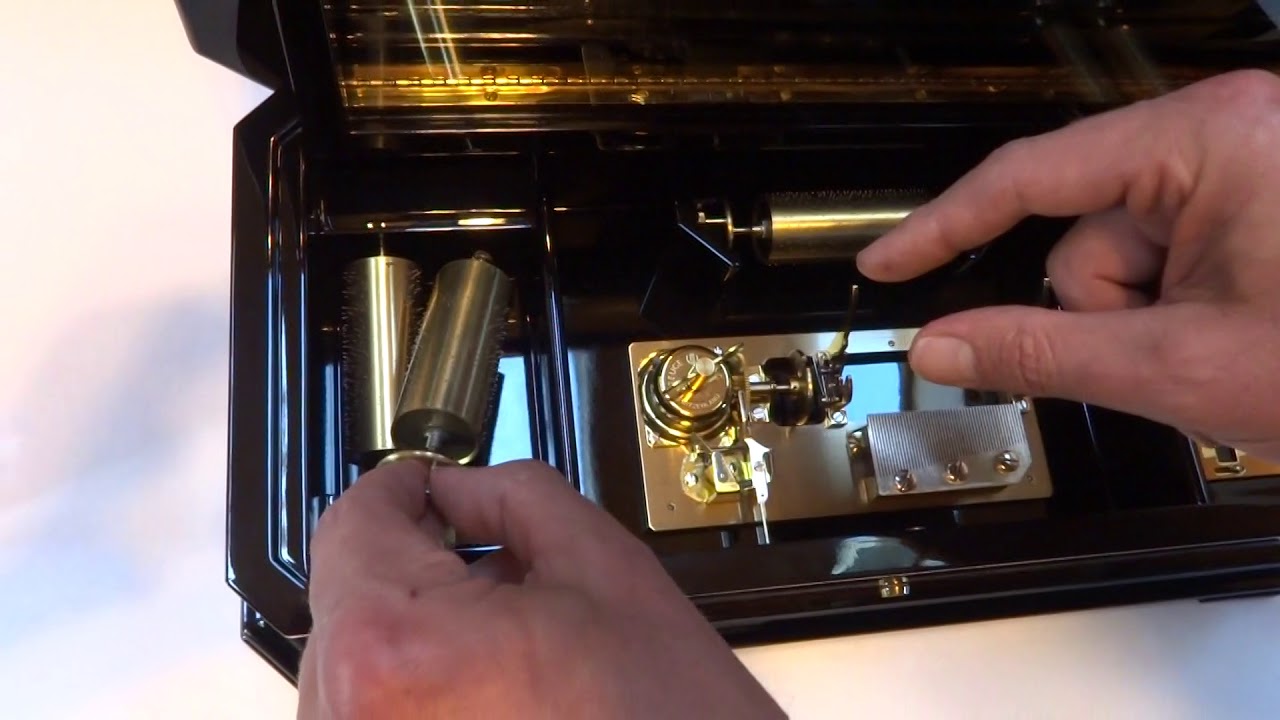 Vintage Reuge interchangeable cylinder music box - YouTube