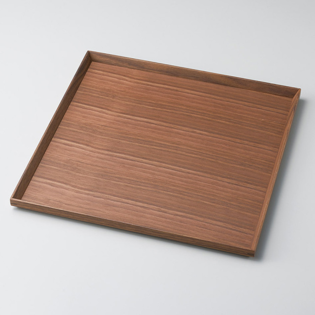 長角盆 13.0 面取り ウォールナット 木製 漆器の井助