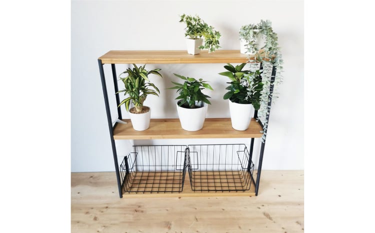 棚 MUKUとアイアンの ラック ライトブラウン W80cm×H80cm×D20cm 完成品