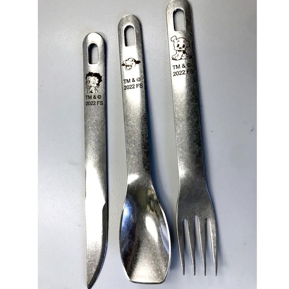 ステンレスカトラリーセット（スプーン・フォーク・ナイフ）フェイス