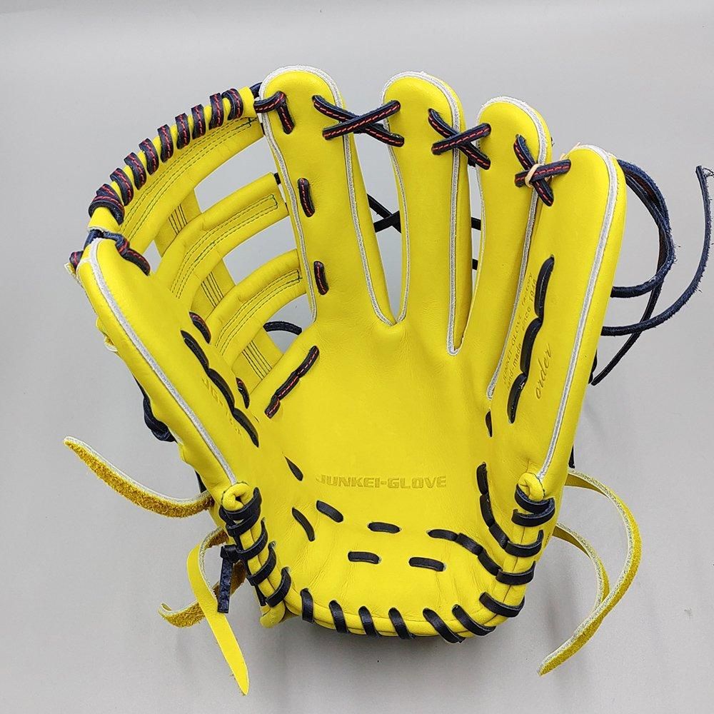 新古品 (高校野球対応)】 ジュンケイ 硬式グローブ / 外野手用 型付け