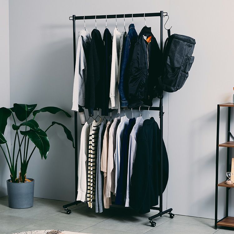 ハンガーラック 上下2段タイプ 伸縮式 幅100cm 幅100.5cm×奥行41.5cm