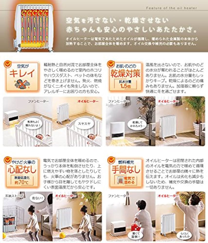 Amazon | DeLonghi (デロンギ) オイルヒーター [ ホワイト+ブラウン