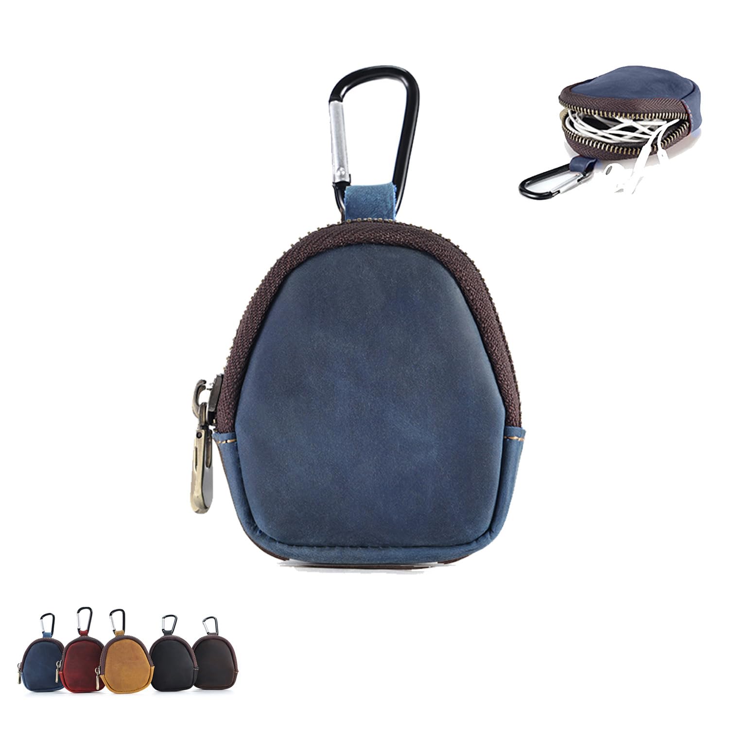 Amazon | イヤホンケース イヤホンポーチ 収納袋 本革 クレイジー