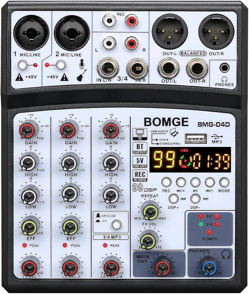 Amazon | BOMGE4チャンネル99DSPエコーdjオーディオサウンドミキサー