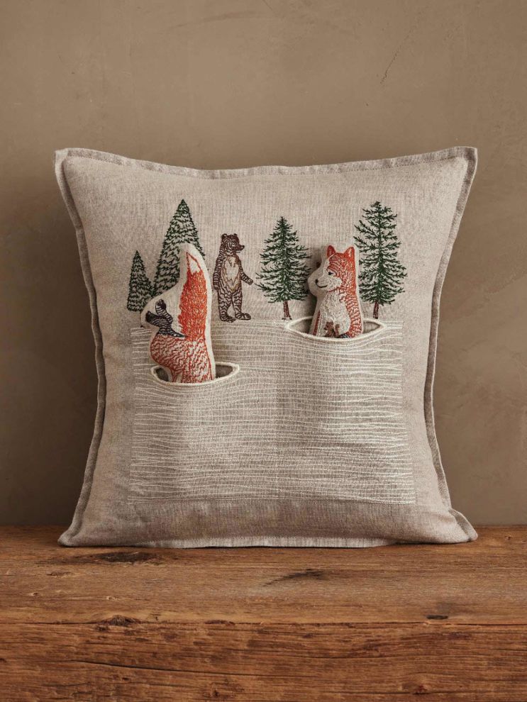 Holiday｜ポケットクッションカバー 30x30 Winter Foxes（クッション