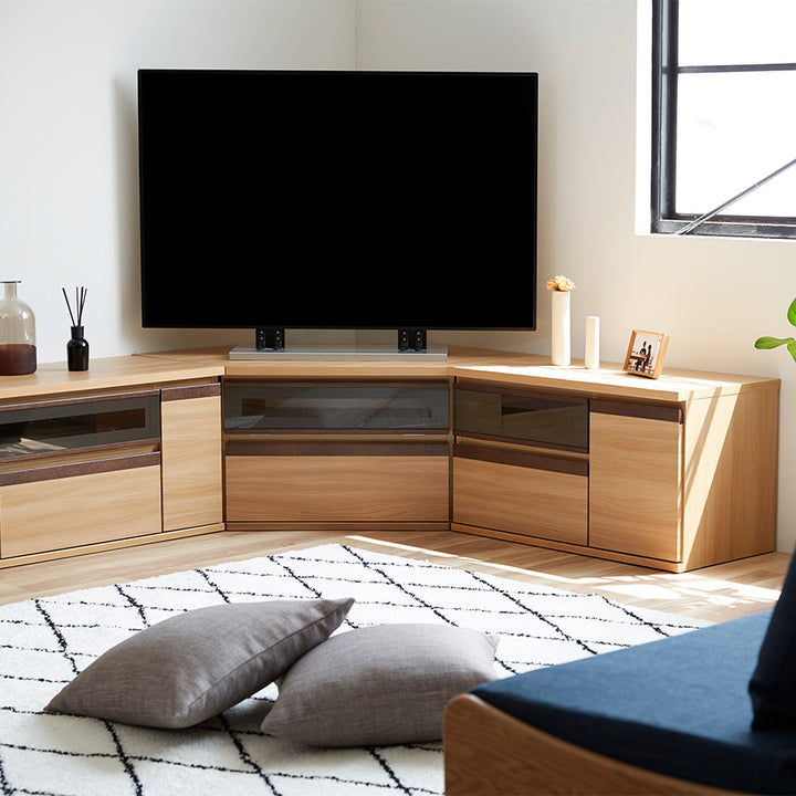 大川家具｜モーブル ローボード コーナータイプ テレビ台 収納付き