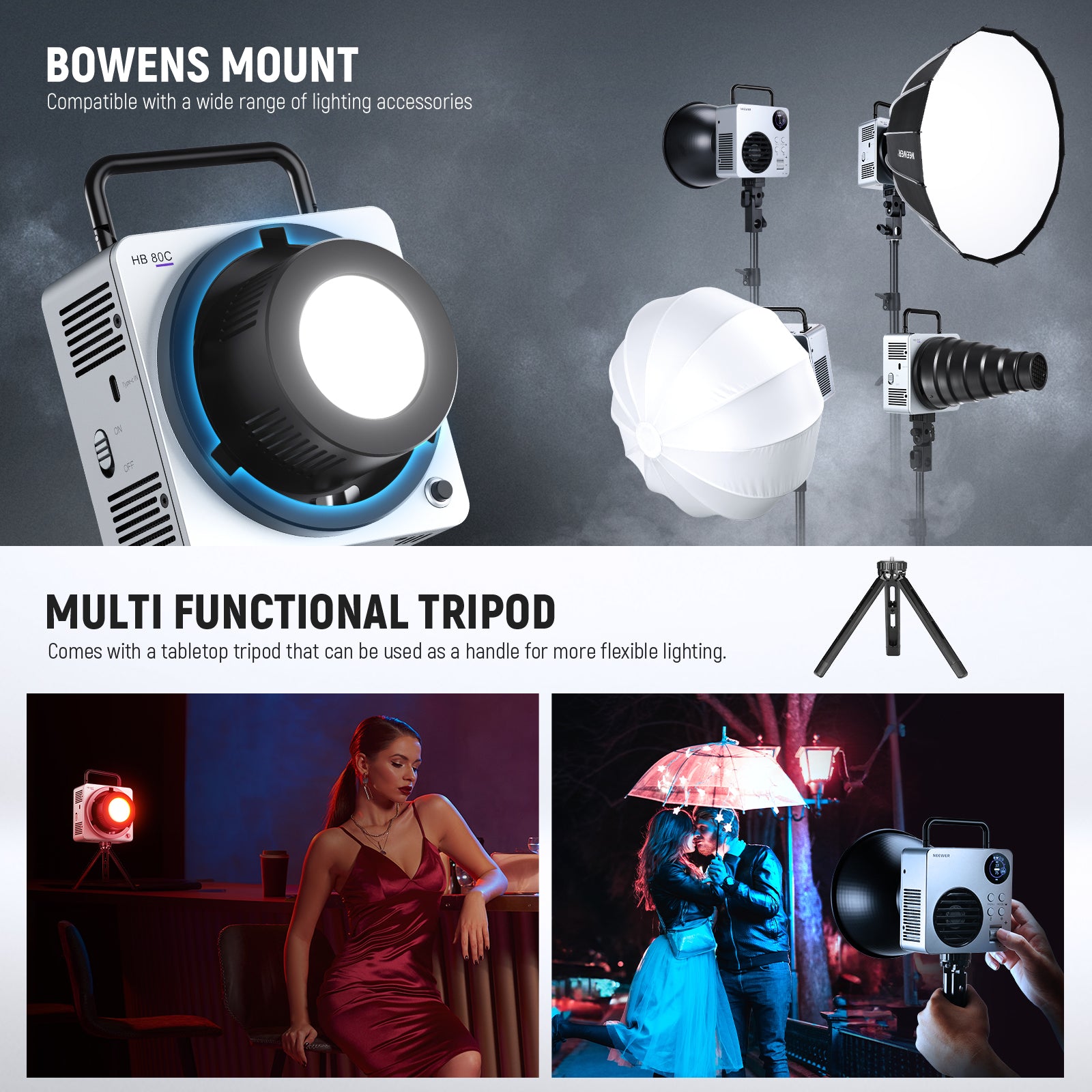 NEEWER HB80C 80W RGBWW Mini COB LED Video Light