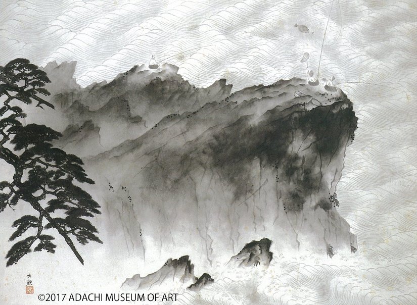 横山大観「漁夫」昭和21年 明治33年のパリオリンピックで釣りは競技