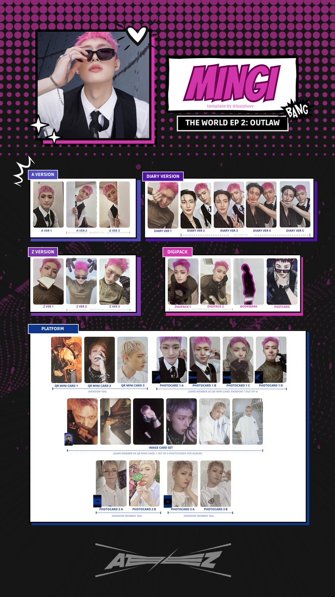 ATEEZ outlaw MINIRECORD ソンファ ヨサン トレカ ATEEZ 9th Mini