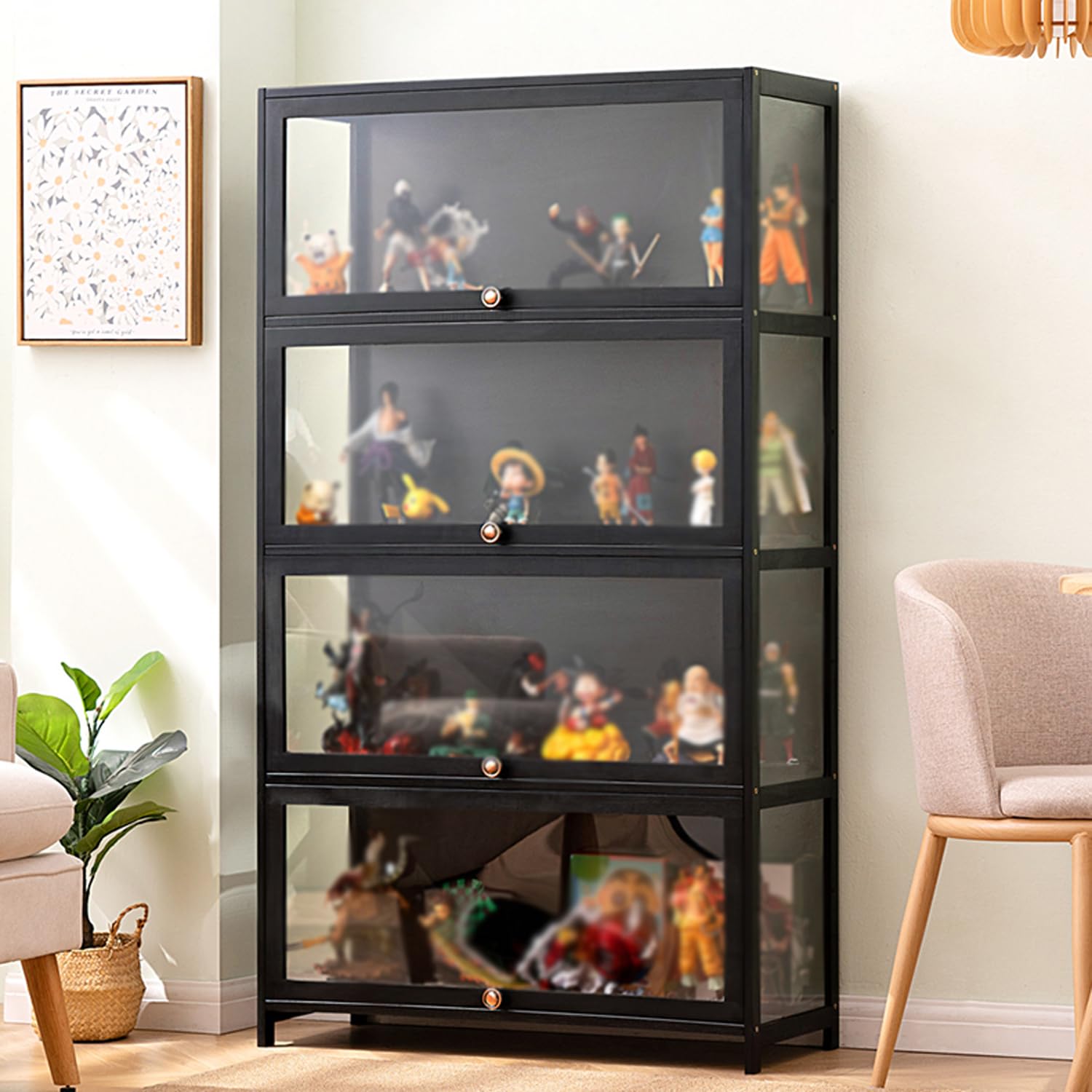 楽天市場】収納家具 ガラスディスプレイケース 4段 ハイタイプ クリア