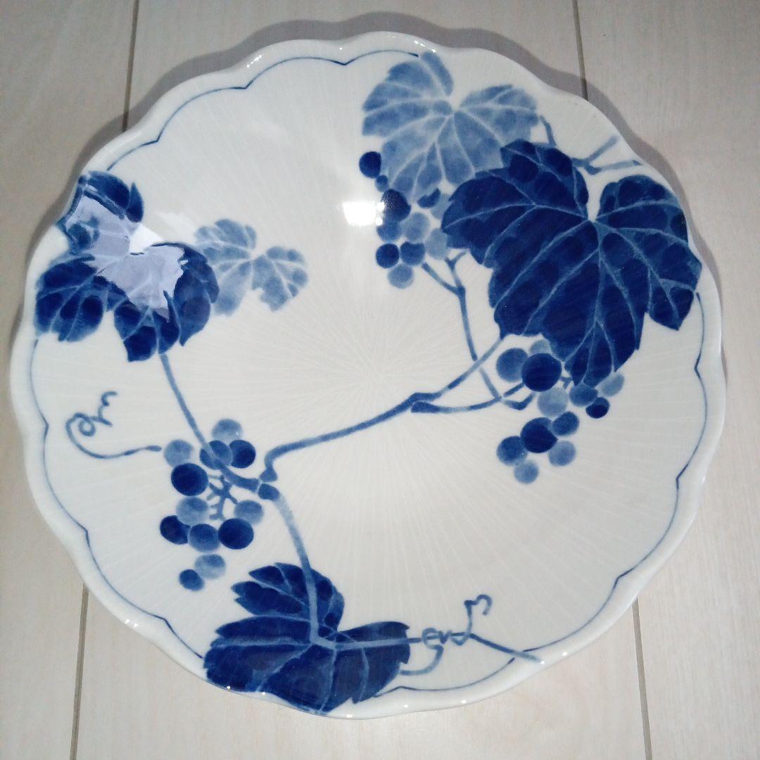 ぶどう柄 陶器 中 深皿 4枚セット 美濃焼 藍三昧 日本製 吾山窯 3枚