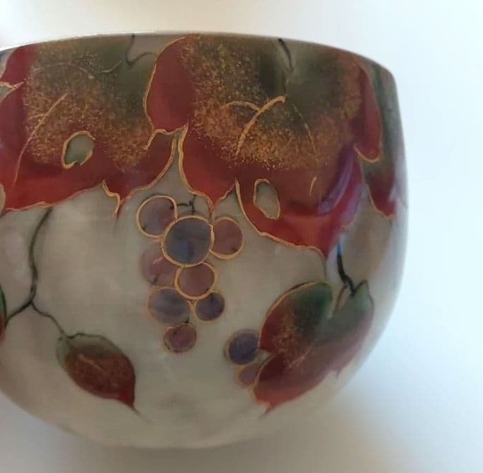 土渕陶あん】蓋付き 小鉢 山葡萄 撫子 芙蓉