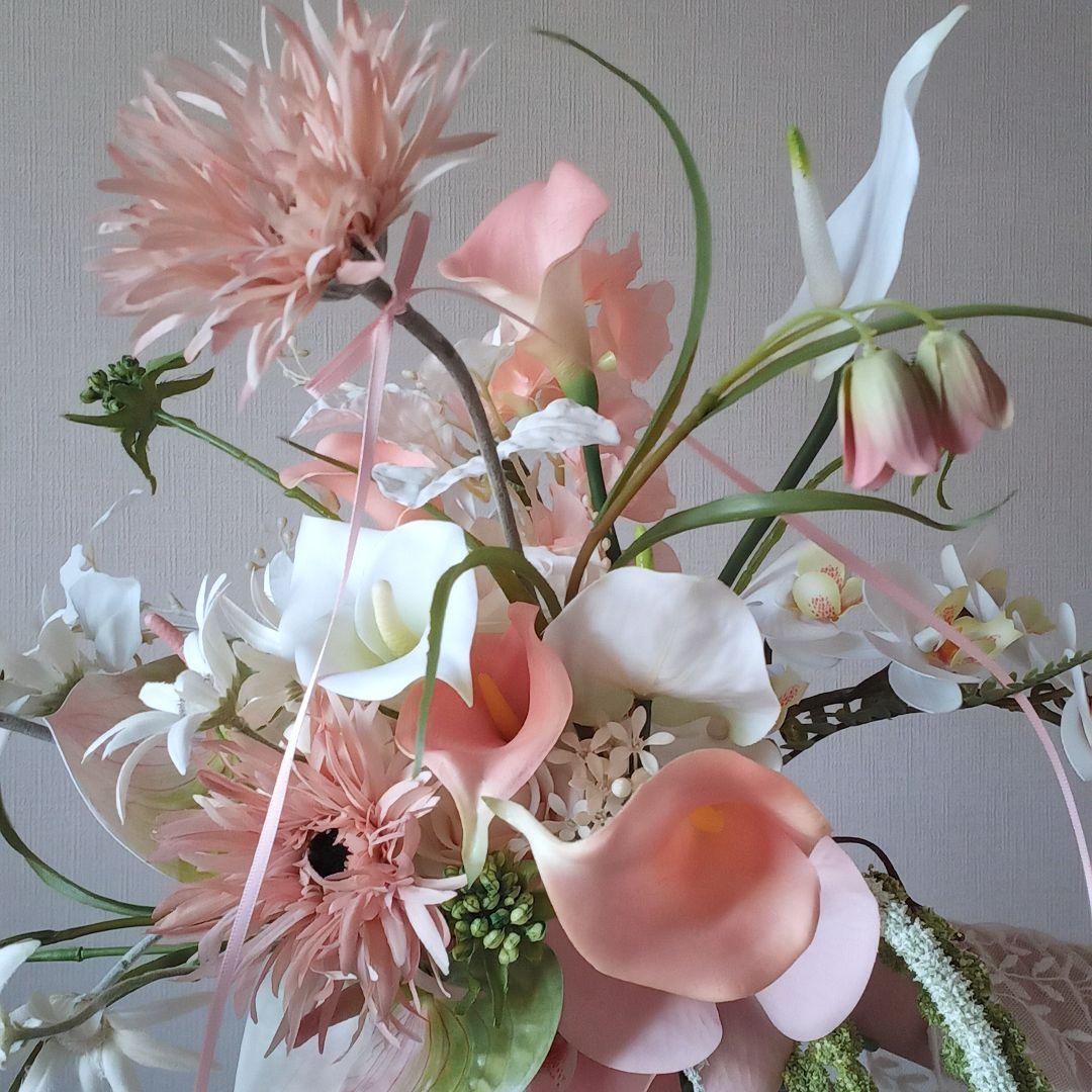 ガーベラ アマランサス パステル ウェディングブーケ アーティ