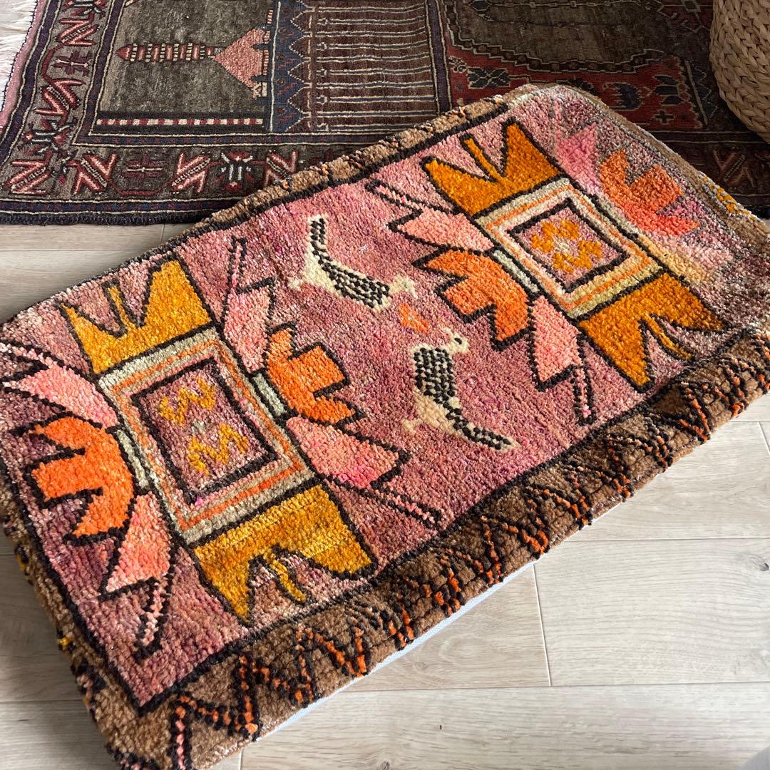 オールド絨毯　ピローカバー　トルコ　カルス オールド絨毯 ヴィンテージラグ トルコ絨毯 カルス ヤストゥック