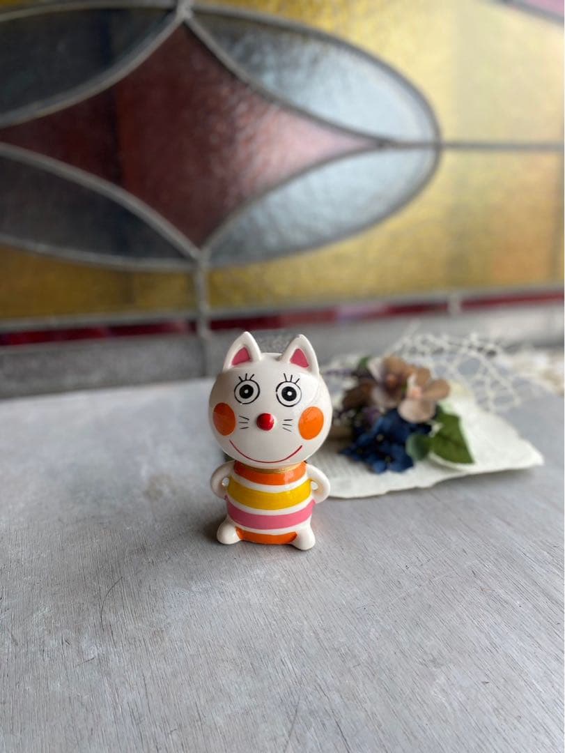 内藤ルネ RUNE 貯金箱 動物園 フーテン 猫 ネコ 陶器 昭和レトロ