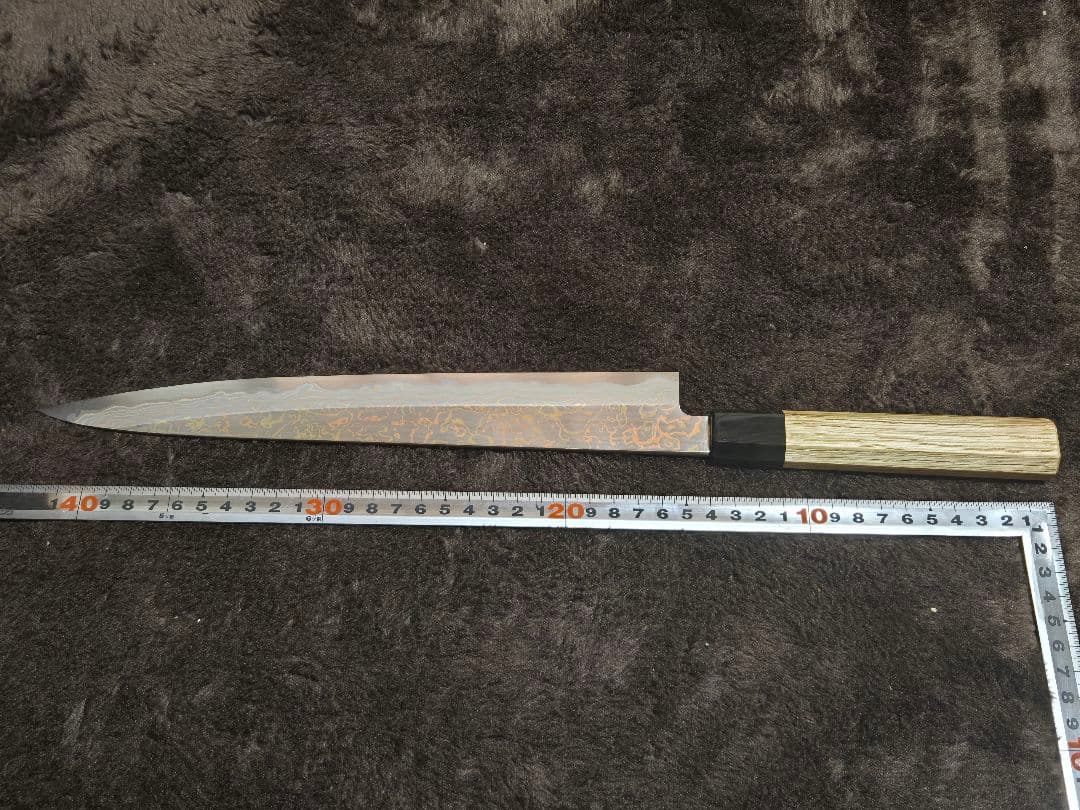 日野浦 睦 有色ダマスカス 筋引 包丁 ９寸 未使用品